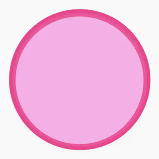 A solid light pink circle with a darker pink border, perfect for Kailo Chic Hot Pink and Light Pink Color Block Paper Plates.