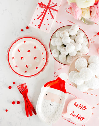Whimsy Santa Scattered Santa Paper PlateFestive and cheery, these scattered Santa plates are truly sensational. Featuring a bright color palette, these paper plates bring a modern twist to Christmas table My Mind’s Eye