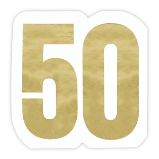 A textured golden Jumbo Shaped Napkins - 50 on a white background with a square sticker-like border, possibly signifying a 50th birthday or celebration by Slant.