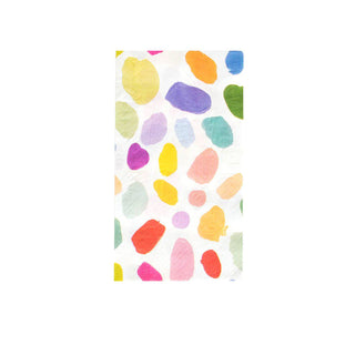 A white Kindah Dinner Napkin with colorful dots, perfect for dinner parties or table settings by Oh Happy Day.