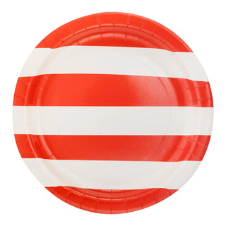 The Lady Liberty Red Striped Paper Plate by My Mind’s Eye adds a festive touch to any all-American celebration or patriotic party with its red and white striped design.