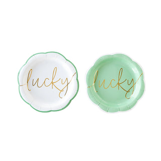 Celebrate St. Paddy's Day with these Lucky Paper Plate Set from My Mind’s Eye featuring gold foil.
