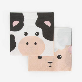 Mini Farm Animal NapkinsOn a farm, there are pigs, sheep and cows! The cows go moo, the sheep go baa baa... In short, a farm comes to life! 20 paper napkins populated by farm animals perfecMy Little Day