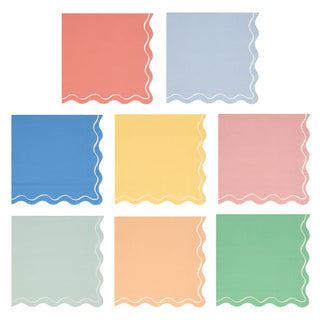 Colorful Mixed Wavy Line Large Napkins by Meri Meri that would be perfect for a party table.