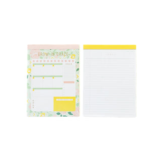 Two notepads are displayed side by side. The left notepad has sections for goals and notes with a "Grow in Grace" header, while the right notepad is lined with a "Today" header, perfect for organizing daily tasks. This **Notepad Set** by **My Mind’s Eye** is ideal for keeping your plans and ideas neatly arranged.