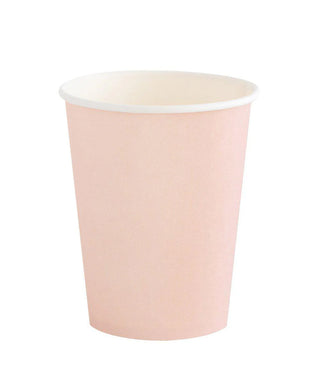 The Ballet Paper Cup by Oh Happy Day features a plain light pink exterior with a white interior—ideal for parties and celebrations. Shown against a white background.