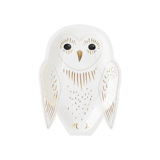 My Mind’s Eye's Owl Plate, a decorative piece designed in the shape of an owl with elegant gold and black detailing, is perfect for adding sophistication to your Halloween party.