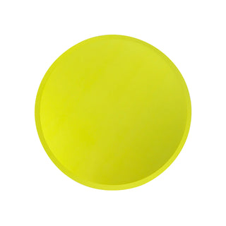 A solid yellow circle with a subtle gradient, creating a simple, visually striking geometric image on Loop by Frankie Lime Lemonade Paper Plates with a minimalist design on a white background.