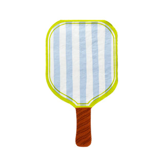 Illustration of a popsicle with a brown wooden stick and a blue and white striped top, outlined in a yellow border—ideal for any gathering with Pickleball Social Club Paddle Guest Napkins by Daydream Society.