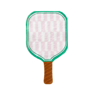 A set of Daydream Society's Pickleball Social Club Paddle Guest Napkins, featuring a design with a green border and wooden handle against a white background—ideal for your pickleball gatherings.