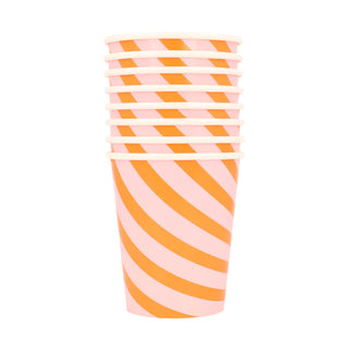 Pink & Orange Stripy Cups by Meri Meri