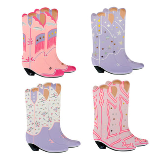 A part of Daydream Society's Pony Tales collection, the Pony Tales Large Boot Plates come in four pairs that showcase colorful and vibrant patterns such as stars, arrows, and floral designs. Ideal for adding a stylish flair to your rodeo ensemble.