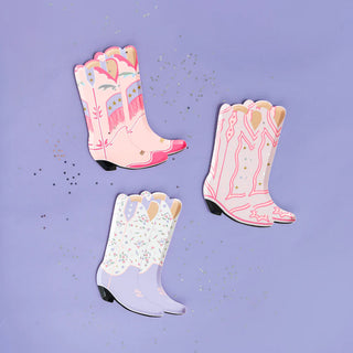 Part of the Daydream Society's Pony Tales Collection, the Pony Tales Large Boot Plates feature vibrant patterns and designs on a purple background, accented by scattered glitter.