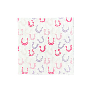 Pink and purple Pony Tales Petite Napkins on a white background, perfect for cowgirls or rodeo enthusiasts by Daydream Society.