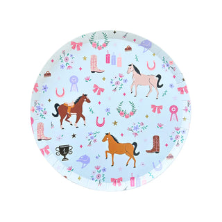 A round plate with horses for a pony party: Pony Tales Small Plates by Daydream Society.