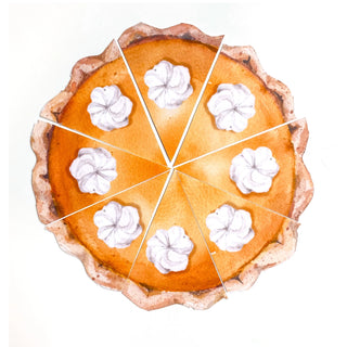 A whole batch of Pumpkin Pie Party Punchies from Cami Monet, divided into eight charming slices and each adorned with a dollop of whipped cream, makes for delightful festive decor.