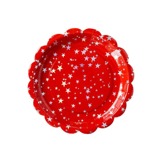 Red and Blue Sparklers Scallop Plate Set