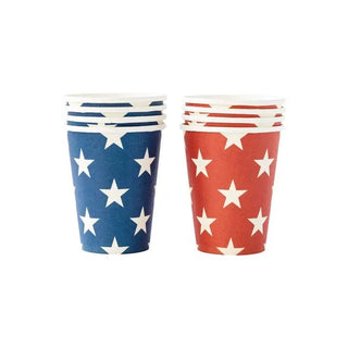 Two Red and Blue Star Paper Cups from My Mind's Eye perfect for Fourth of July celebrations.