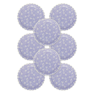 Seven Sweet Floral Lavender paper plates arranged in a flower shape on a white background. Brand: My Mind's Eye.