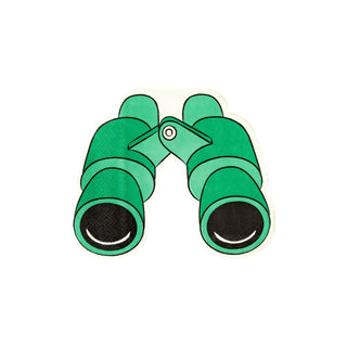 A Safari Binoculars Shaped Paper Dinner Napkin sticker on a white background perfect for an adventure themed party by My Mind's Eye.