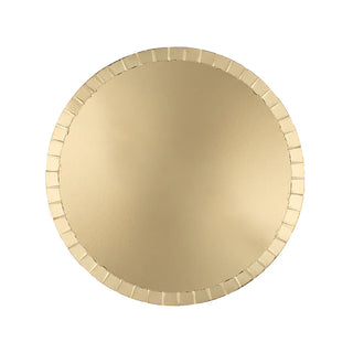 A round, gold-colored metal plate with a textured edge, ideal for serving on the elegant Jollity & Co Shades Gild Dessert Plates.