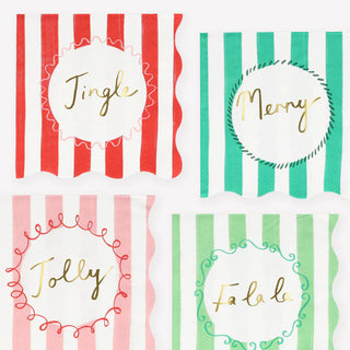 Striped Large NapkinsFa la la, 'tis the season to be jolly! These vintage inspired designs, with fun messages, will instantly add style to your Christmas celebrations. They're perfect foMeri Meri