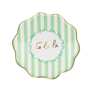 Striped Side PlatesFa la la, 'tis the season to be jolly and merry. These vintage inspired designs, with fun messages, will instantly add style to your celebrations over the holidays. Meri Meri