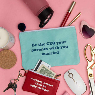 CEOOur CEO Canvas Bag brings all the color and humor to your bag. This bag is made with a tassle zipper closure and is perfect to use for storing your cards, cash, keysTotalee Gift