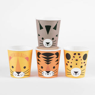 Four cute Mini Felines Cups with animal faces from My Little Day.