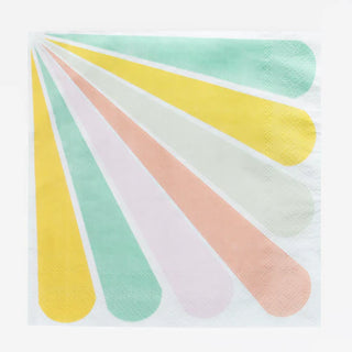 A recyclable napkin with multicolored pastel stripes by My Little Day.