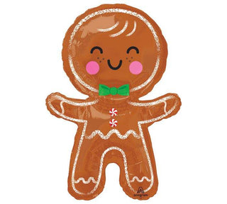 31” HAPPY GINGERBREAD MAN 
Includes self sealing valve - self-sealing valve prevents the gas from escaping after it's inflated
Inflate with helium or air - the balloon can be inflated with aBurton & Burton