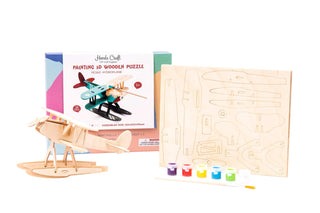 3D Wooden Puzzle Paint Kit HydroplaneDIY- Assemble and paint wooden puzzles. No additional tools or glue needed. Great activity for both children and adult while improving motor, cognitive, and emotionaHands Craft