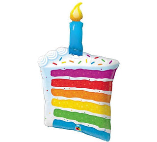 42"PKG HBD RAINBOW CAKE CANDLEPackaged Foil Balloon
42" packaged Suprafoil balloon shaped like a slice of rainbow cake with a candle on top.Requires 1.8 cubic feet of helium.Burton & Burton