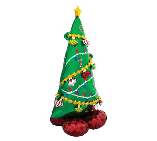 CHRISTMAS TREE 59in AIRLOONZ BALLOON59" packaged Airloonz green Christmas tree shape balloon has gold garland and multi-colored ornaments.These can be filled with air by the straw provided, nitrogen, eBurton & Burton