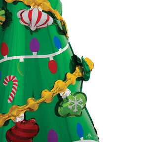 CHRISTMAS TREE 59in AIRLOONZ BALLOON59" packaged Airloonz green Christmas tree shape balloon has gold garland and multi-colored ornaments.These can be filled with air by the straw provided, nitrogen, eBurton & Burton