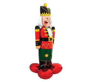 NUTCRACKER AIRLOONZ 61in BALLOON61" packaged Airloonz Christmas nutcracker shape balloon is red, green, and black with red base.These can be filled with air by the straw provided, nitrogen, electriBurton & Burton