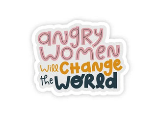 Waterproof matte Angry Women Will Change the World sticker designed by Twentysome Design.