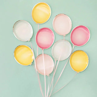Balloon Dinner PlatesBalloon plate mixed pack. These plates come in four different colors and have a silver foil rim around them. Perfect for serving up cake at a birthday party and workJollity & Co