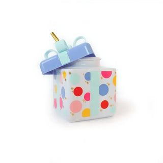A small gift box with polka dots, perfect as a Be A Gift Present Novelty Sipper from Packed Party.