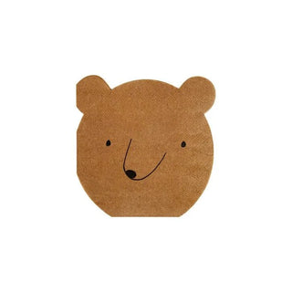A brown paper plate with a bear face, perfect for nature lovers hosting a party featuring Meri Meri Bear Small Napkins.