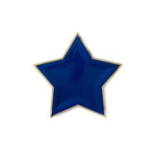 Blue Star Shaped 9" Gold Foiled Plates
