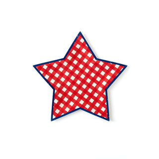 Blue and Red Plaid 9" Star Shaped Plates