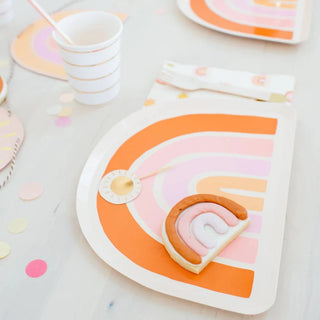 Boho Rainbow Large PlatesA bohemian dream! Featuring the prettiest boho colors and shiny gold foil, these plates are totally made of peace and love!

Illustrated by Alyx House
Die-Cut Paper Jollity & Co