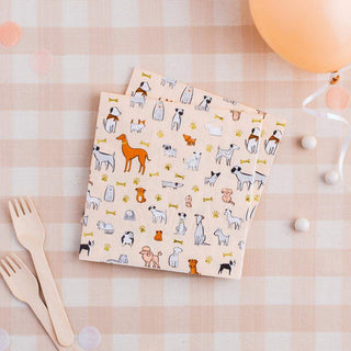 Bow Wow Large NapkinsIt's pawty time! Featuring a warm neutral color palette and gold foil elements, these puppy dog large napkins are definitely best in show!

Illustrated by Hello!LuckDaydream Society