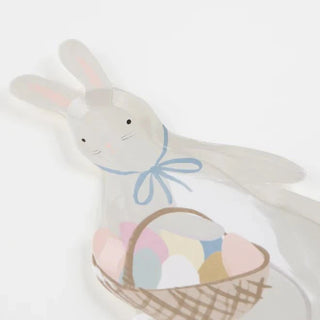 A high quality Meri Meri Bunny With Basket Plates carrying a basket of eggs.