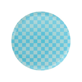 A Check It! Out of the Blue dessert plate on a white background by Jollity & Co.