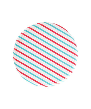 Cherry & Sky Stripe Pattern 9in PlatesSet of 8 plates,
Paper,
9" wide,
Designed in San Francisco.Oh Happy Day