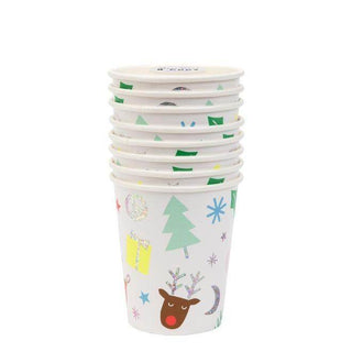 Christmas Festive Fun CupThese adorable paper cups with fun Christmas characters will be a perfect compliment to the kids table scape at your family Christmas dinner or fill these Christmas Meri Meri