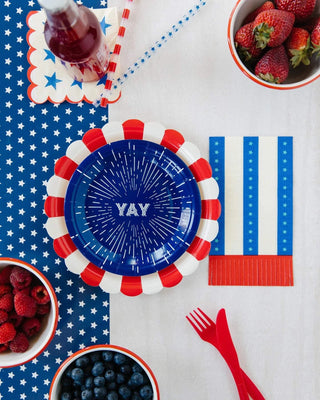 Circus Stripe Paper PlatesImpress your guest with a perfectly patriotic party. This fun red and white carnival stripe pairs perfectly with our navy fireworks plate and our blue and white starMy Mind’s Eye