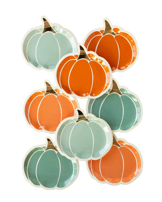 Colorful Pumpkin Shaped Plates Set